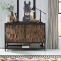 Dessertier 4 portes à finition tableau noir avec façade en mosaïque de bois et plateau en billot – 60.5" L