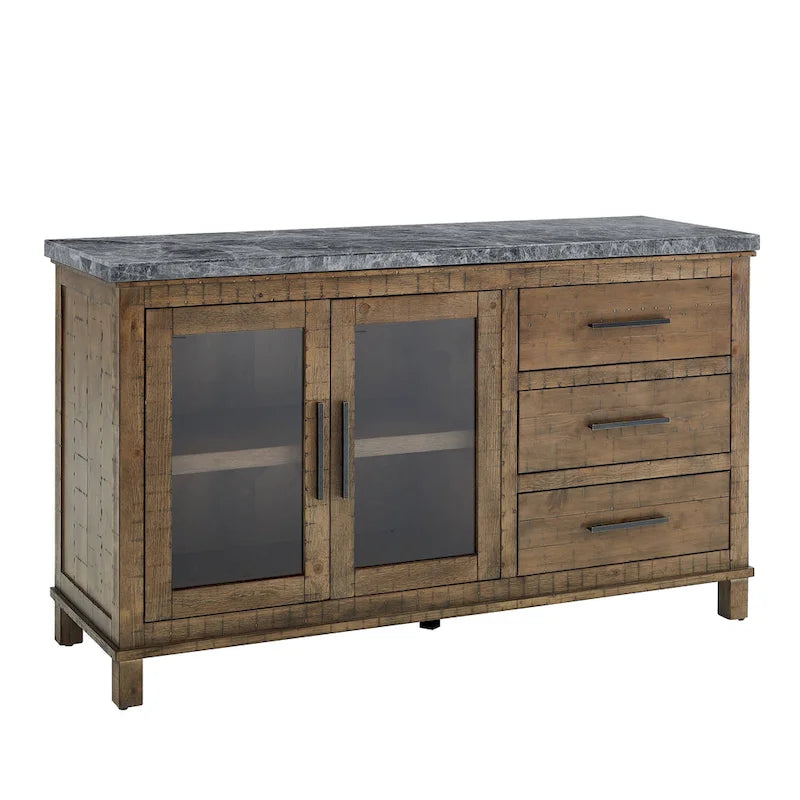 Bahut de style campagnard en marbre gris/blanc