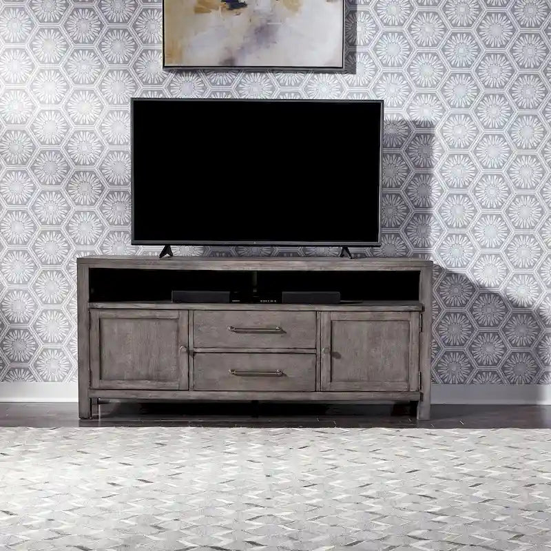 Meuble TV/Console de divertissement de ferme 66" vieilli couleur anthracite poussiéreux