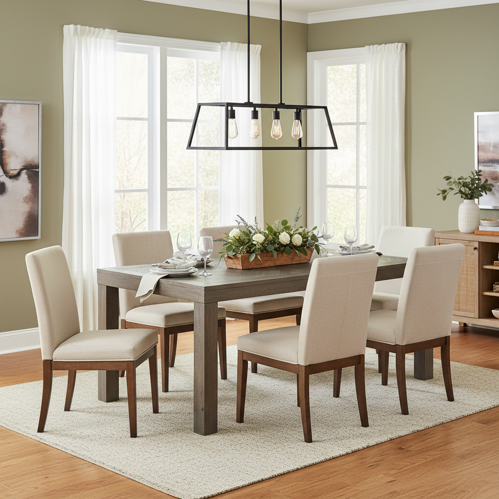 Table à manger extensible en bois d'acacia massif gris avec motif chevrons – Peut accueillir jusqu'à 7 personnes, L 72-89 po