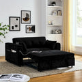 Canapé-lit gigogne 3 en 1 en chenille noir / gris / beige avec port USB et accoudoirs de rangement – 2 places