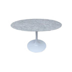 Table à manger ovale sur pied en marbre blanc de Carrare – 4 à 6 places, 132 cm L