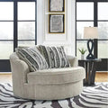 Signature Design by Ashley Calnita Brown/Gray Oversized Swivel Accent Chair - 56W x 55D x 36H