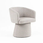 Chaise de salle à manger Windsor à dossier en lin gris avec siège rembourré et piètement à colonne – 1 place, 61 cm l.