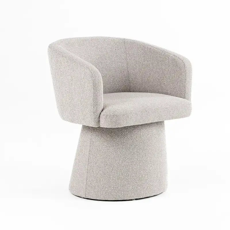 Chaise de salle à manger Windsor à dossier en lin gris avec siège rembourré et piètement à colonne – 1 place, 61 cm l.