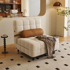 Fauteuil convertible en velours côtelé beige/chameau – 1 place, se déplie en lit simple