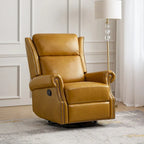 Fauteuil inclinable, pivotant et coulissant manuel en cuir véritable, coloris Camel / Selle / Noir / Bourgogne / Espresso, avec garniture cloutée – 1 place
