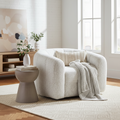 Fauteuil pivotant d'appoint en boucle blanc et noir avec piètement en fer – 1 place, 96,5 cm L